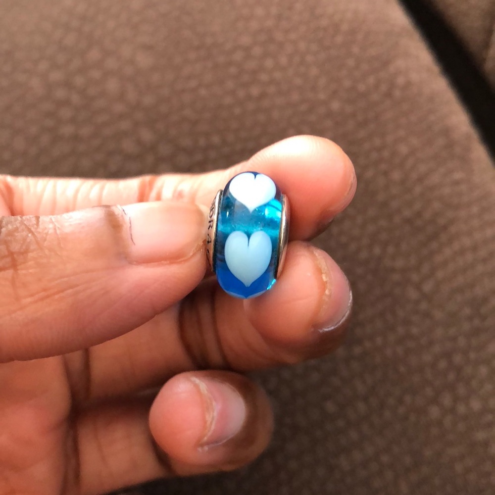 Blue heart murano charm